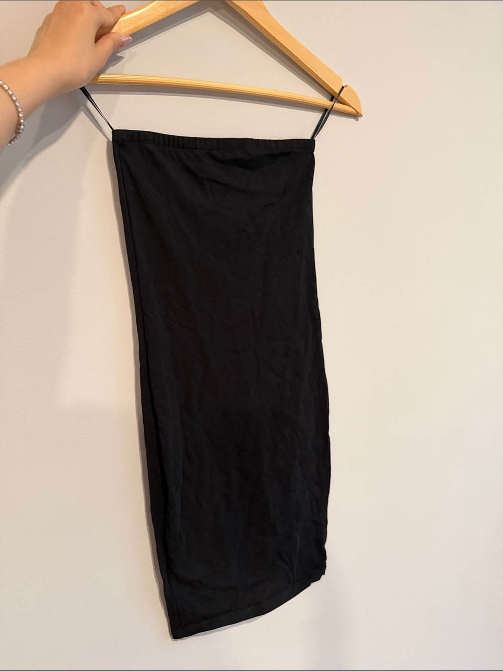 Black Strapless Pencil Midi Skirt - Women's